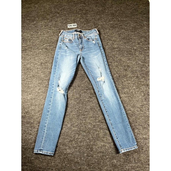 AERO Denim - Aero Jeans Womens 2 Blue Denim Cotton Stretch Distressed High Rise Jegging